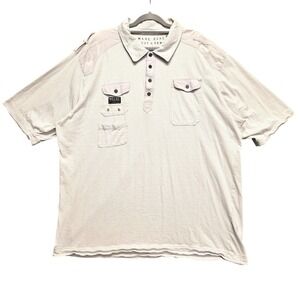 Marc Ecko Cut‎ & Sew Mens 3XLT Gray Striped Tactical Utility Polo Shirt Cotton